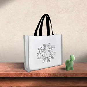 Reflective Non-Woven Coloring Tote Bag With Crayons