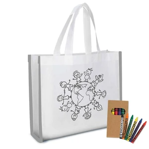 Reflective Non-Woven Coloring Tote Bag With Crayons view 2