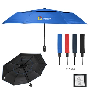 42" Arc Telescopic Wind Resistant Umbrella With 100% rPET Canopy