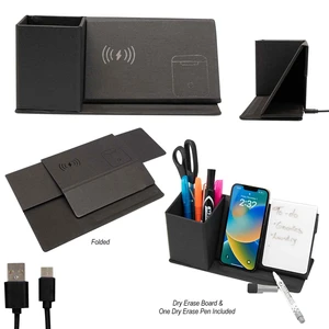 Wireless Charging Desk Organizer With Dry Erase Board view 1