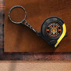 Rubber Tape Measure Key Tag With Laminated Label