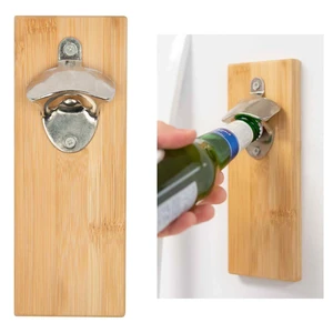 Bamboo Wall Mounted Bottle Opener view 1