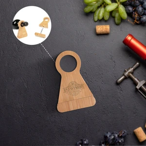 Bamboo Wine Bottle Stand With Corkscrew