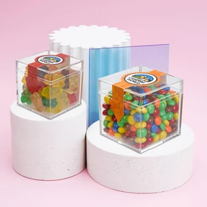 Cube Shaped Acrylic Container With Candy